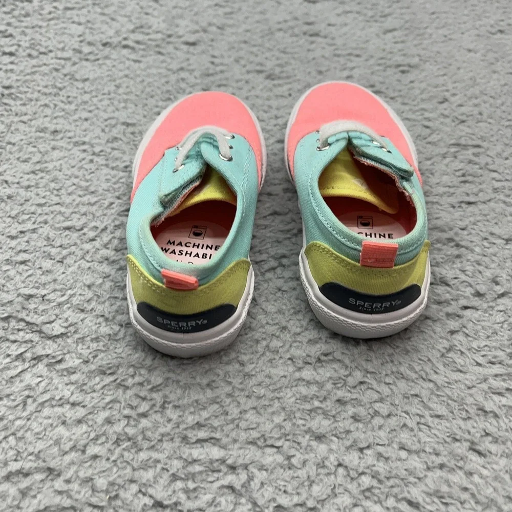 Sperry Top-Sider Pier Wave Sneakers Jr Girls 8M Boat Shoes Pink Teal Yellow